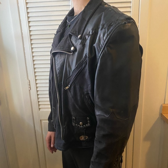 Unique 80s vintage leather jacket - Picture 5 of 11